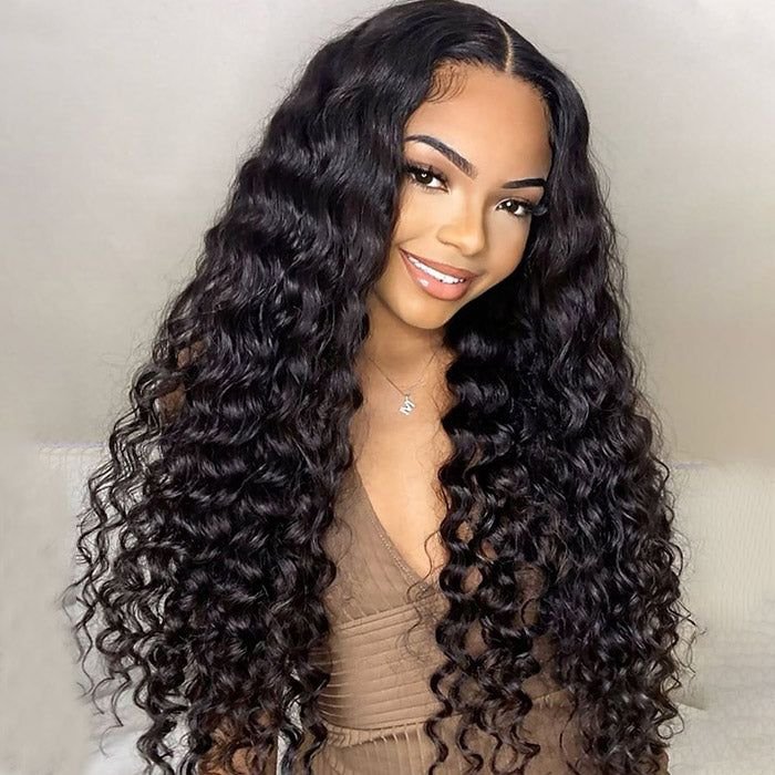 Brazilian Virgin Hair Water Curly Deep Straight Body Wave Pre Plucked 13x4 Full Lace Front Human Hair Wigs for Black Women