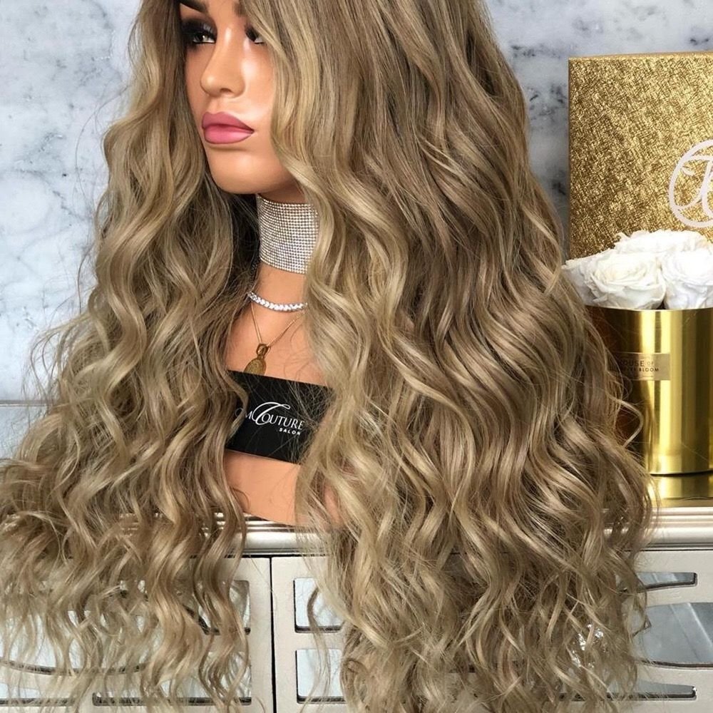 Long Piano Blonde Women Wigs Kinky Curly Middle Part Natural Hair Wigs