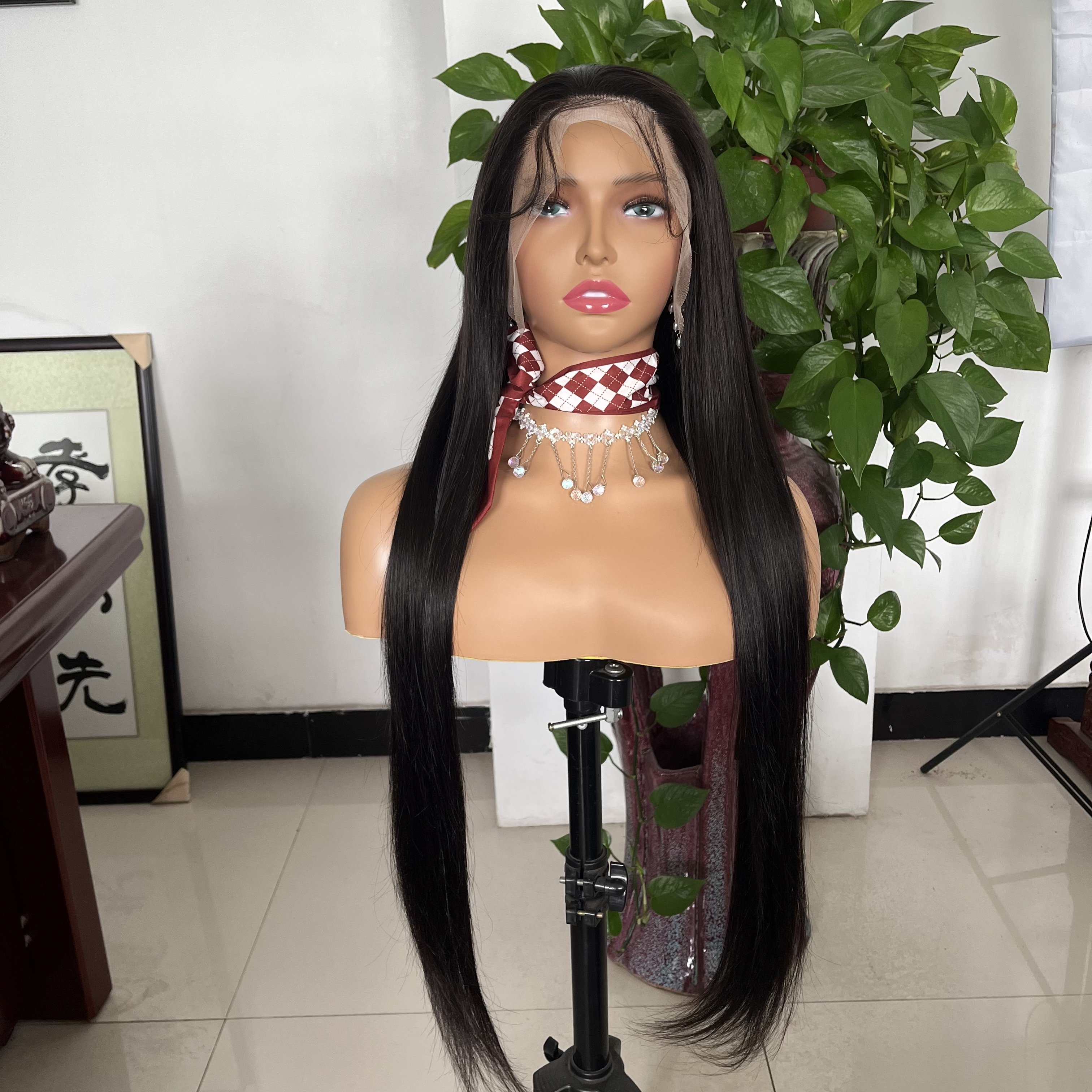 Yes, 30 Inch Long Bone Straight Hair Glueless Swiss Lace Wig, 13x4 Virgin Brazilian Cuticle Aligned Human Hair Lace Frontal Wigs