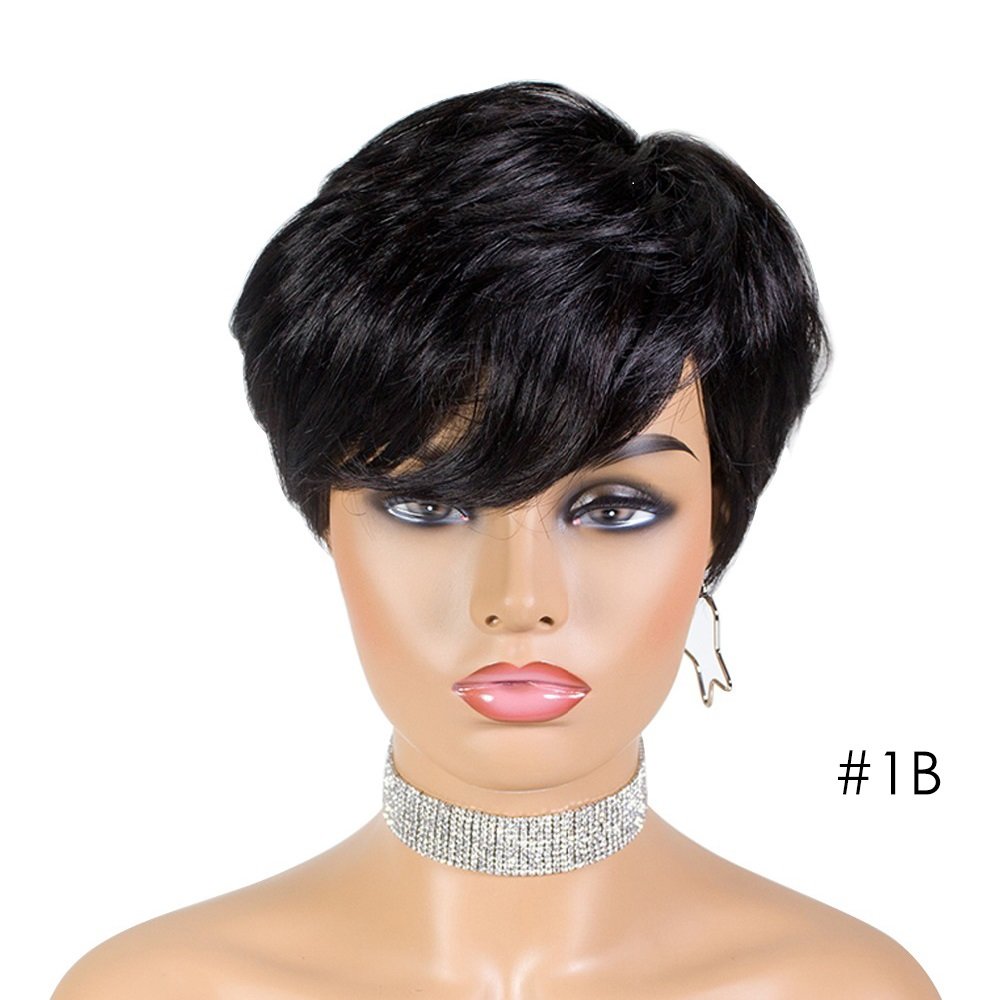 Wholesale Short Human Hair Wigs Pixie Cut Straight Brazilian Hair Wigs For Black Women Machine Made Cheap Glueless Wigs