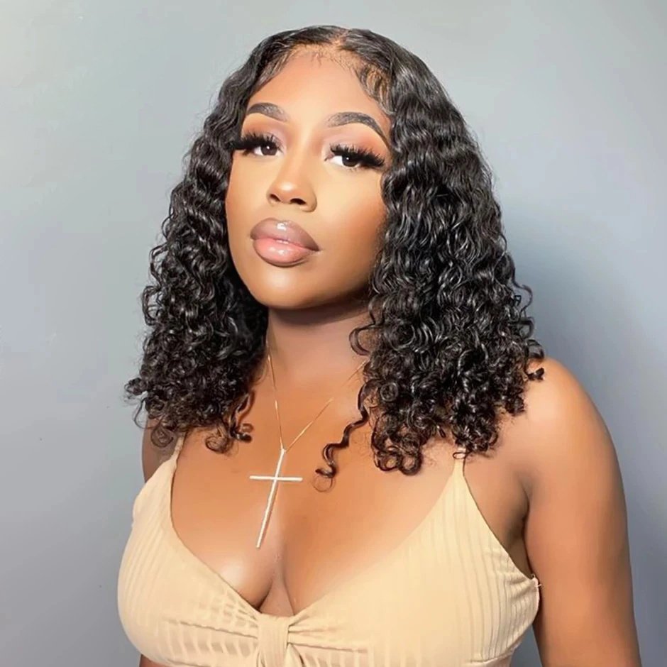 Straight and natural curly hair pre-cut lace wigs: Enhance your look with black short hair options.