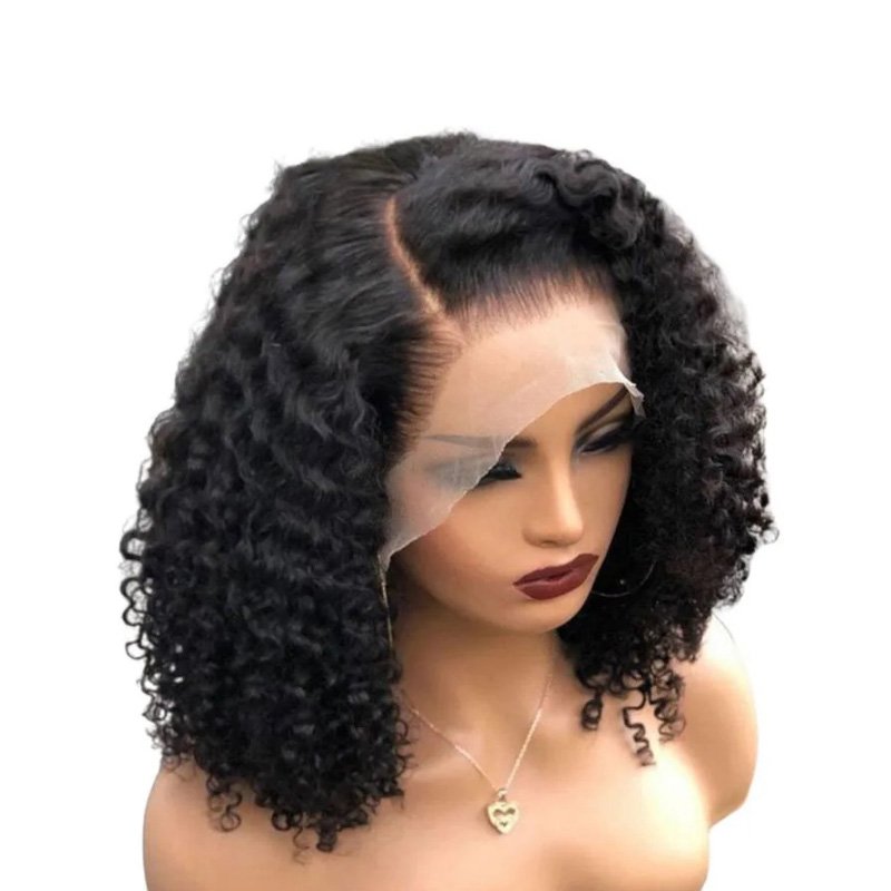 Straight and natural curly hair pre-cut lace wigs: Enhance your look with black short hair options.