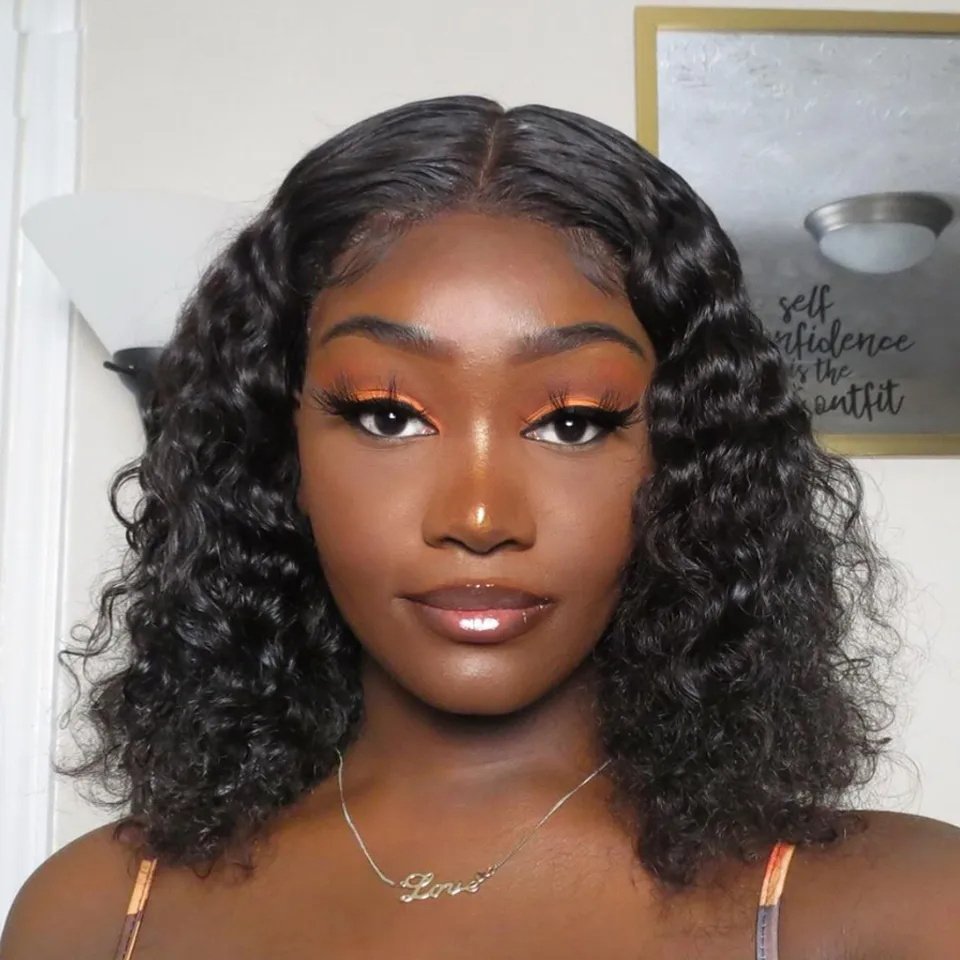 Straight and natural curly hair pre-cut lace wigs: Enhance your look with black short hair options.