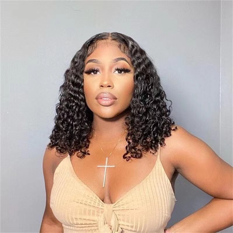 Straight and natural curly hair pre-cut lace wigs: Enhance your look with black short hair options.