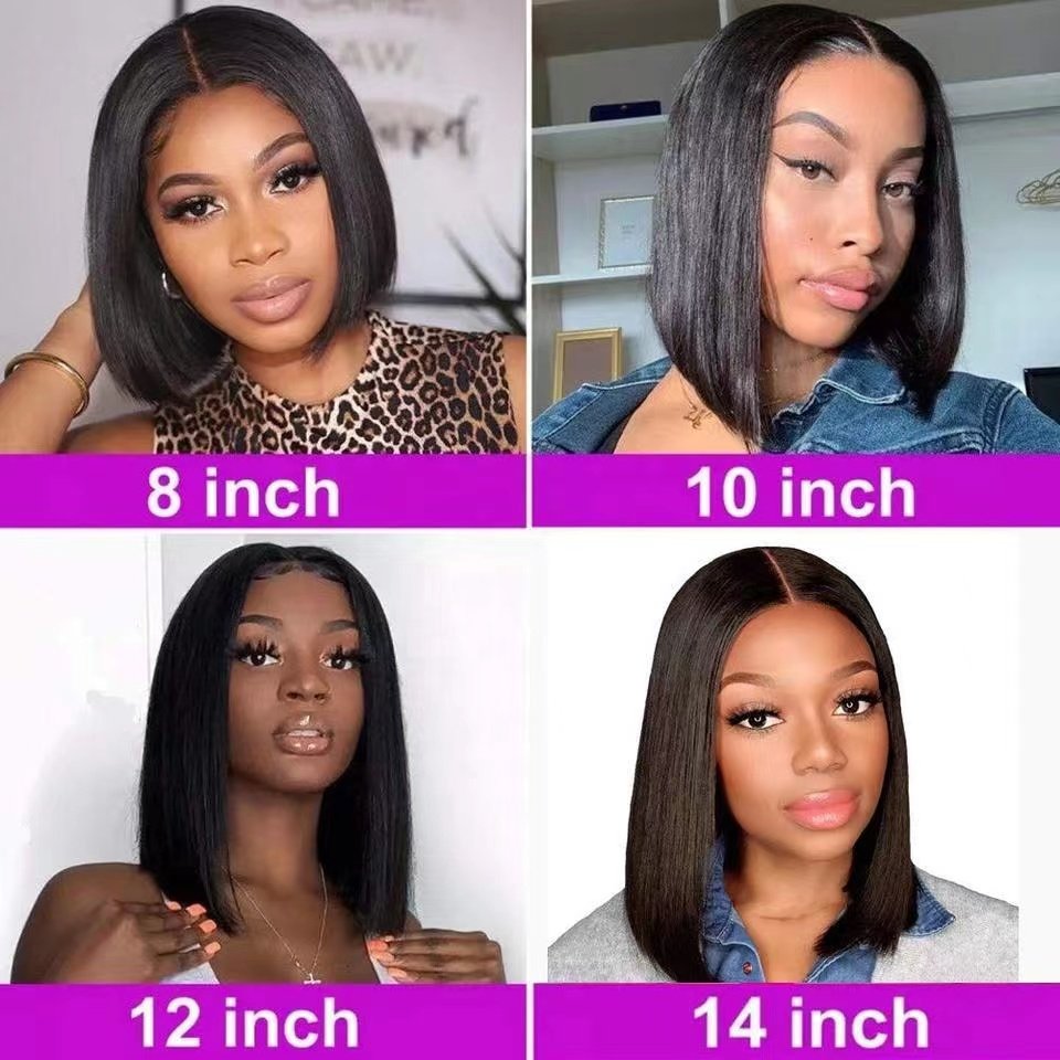 Straight and natural curly hair pre-cut lace wigs: Enhance your look with black short hair options.