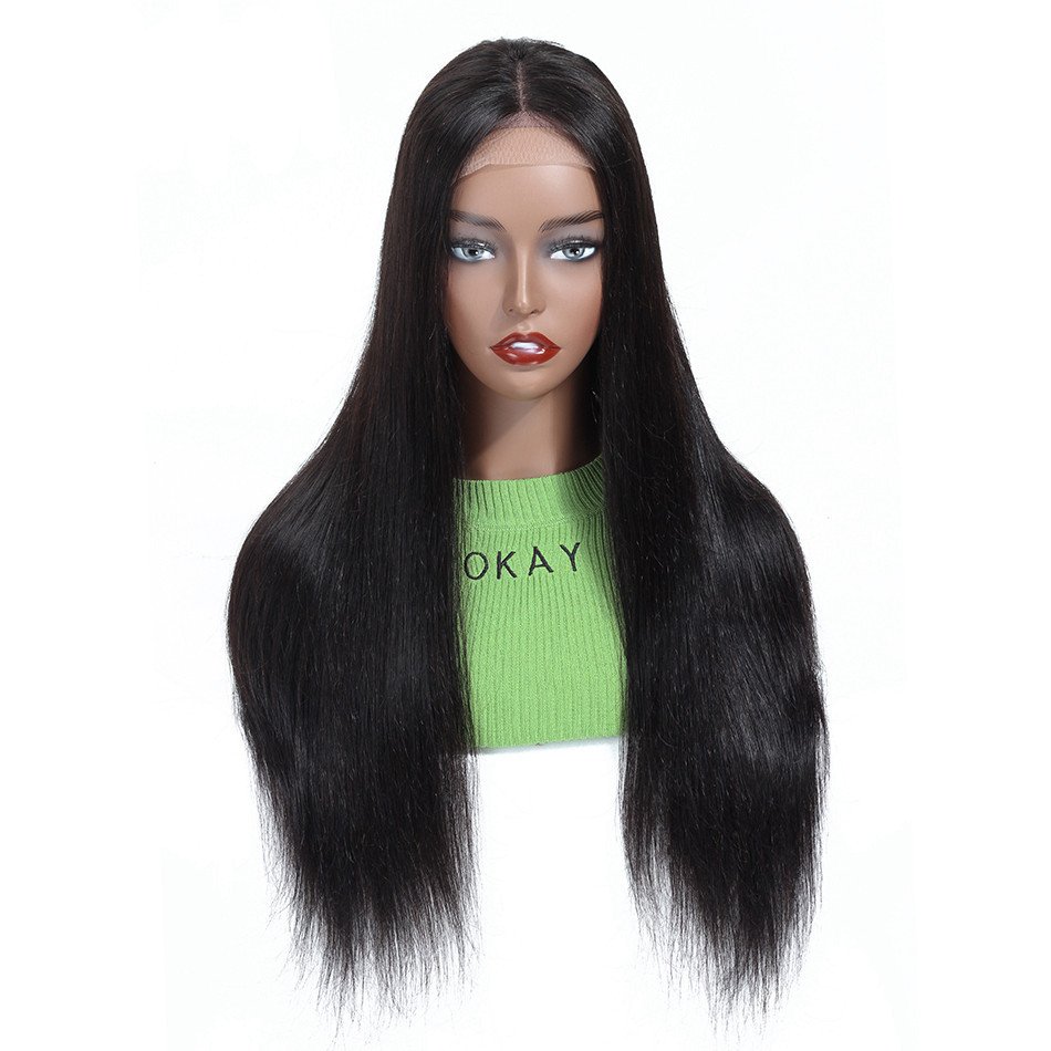 Cheap HD Transparent Lace Human Hair Wigs For Black Women 4X4 Lace Closure Wigs 100% Virgin Hair Bone Straight Human Hair Wig