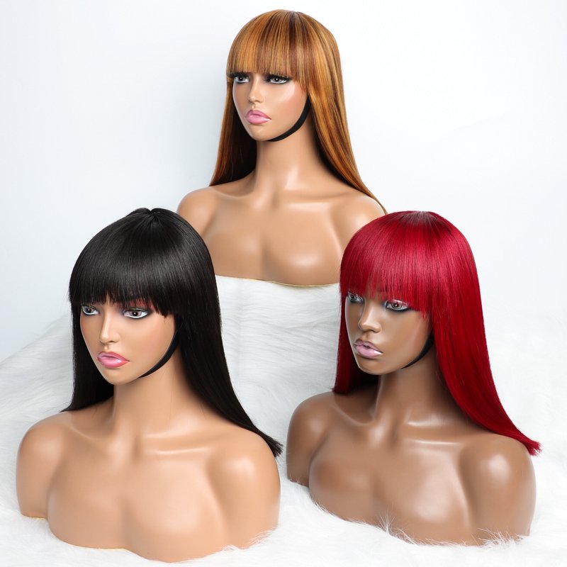 Wholesale Human Hair Wig 12 inch Machine Made Wigs Virgin Brazilian Hair Non Lace 99j Color for Black Women