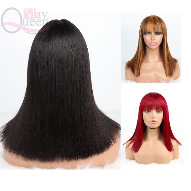 Wholesale Human Hair Wig 12 inch Machine Made Wigs Virgin Brazilian Hair Non Lace 99j Color for Black Women