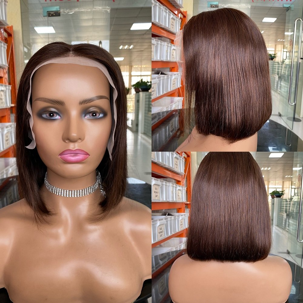 Wholesale 12A Brown Straight Bob Wigs Brazilian Hair Vendor Colored Bob 13x4 Full Lace Front Human Hair Wigs For Black Women