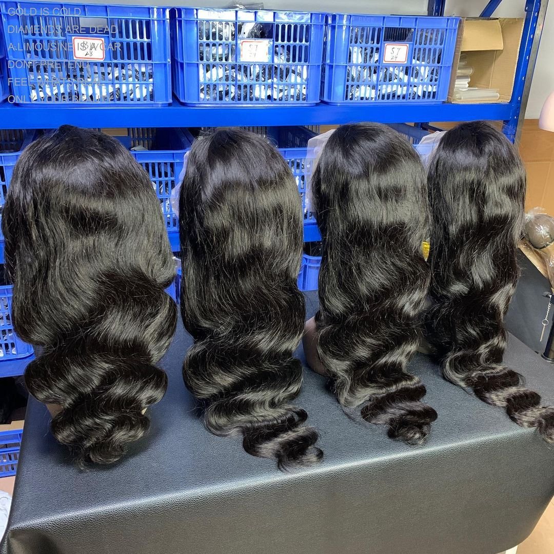 Connie 30 32 34 36 38 40 50 inch Human Hair Wigs For Black Women Body Wave Virgin Raw Indian Hair Long Lace Front wig Wholesale