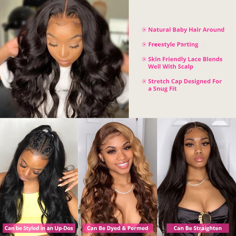 Connie 30 32 34 36 38 40 50 inch Human Hair Wigs For Black Women Body Wave Virgin Raw Indian Hair Long Lace Front wig Wholesale