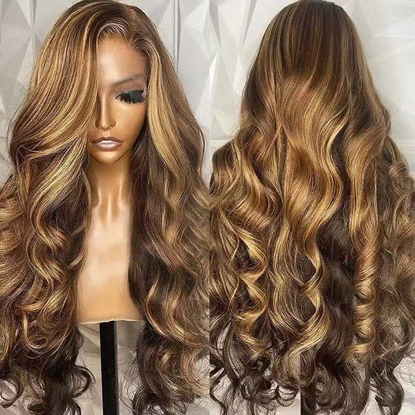 Human Hair Wigs for Black Women Cuticle aligned Hair Hd 360 Full Lace Front Wig Synthetic Hair P4/27 Swiss Lace Body Wave Wig