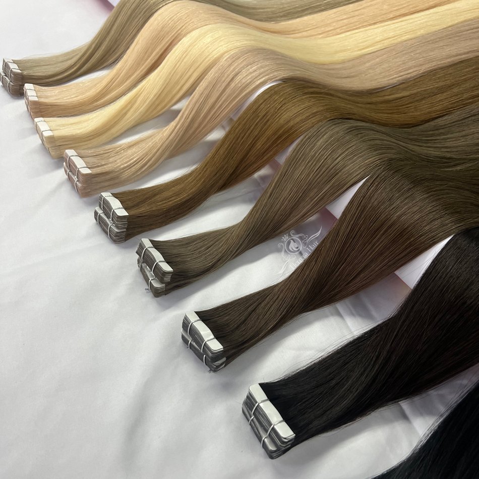 Wholesale Seamless Pu Tapeins Supplier Extensiones Cabello Natural 100% Human Hair Russian Virgin Remy Tape In Hair Extensions