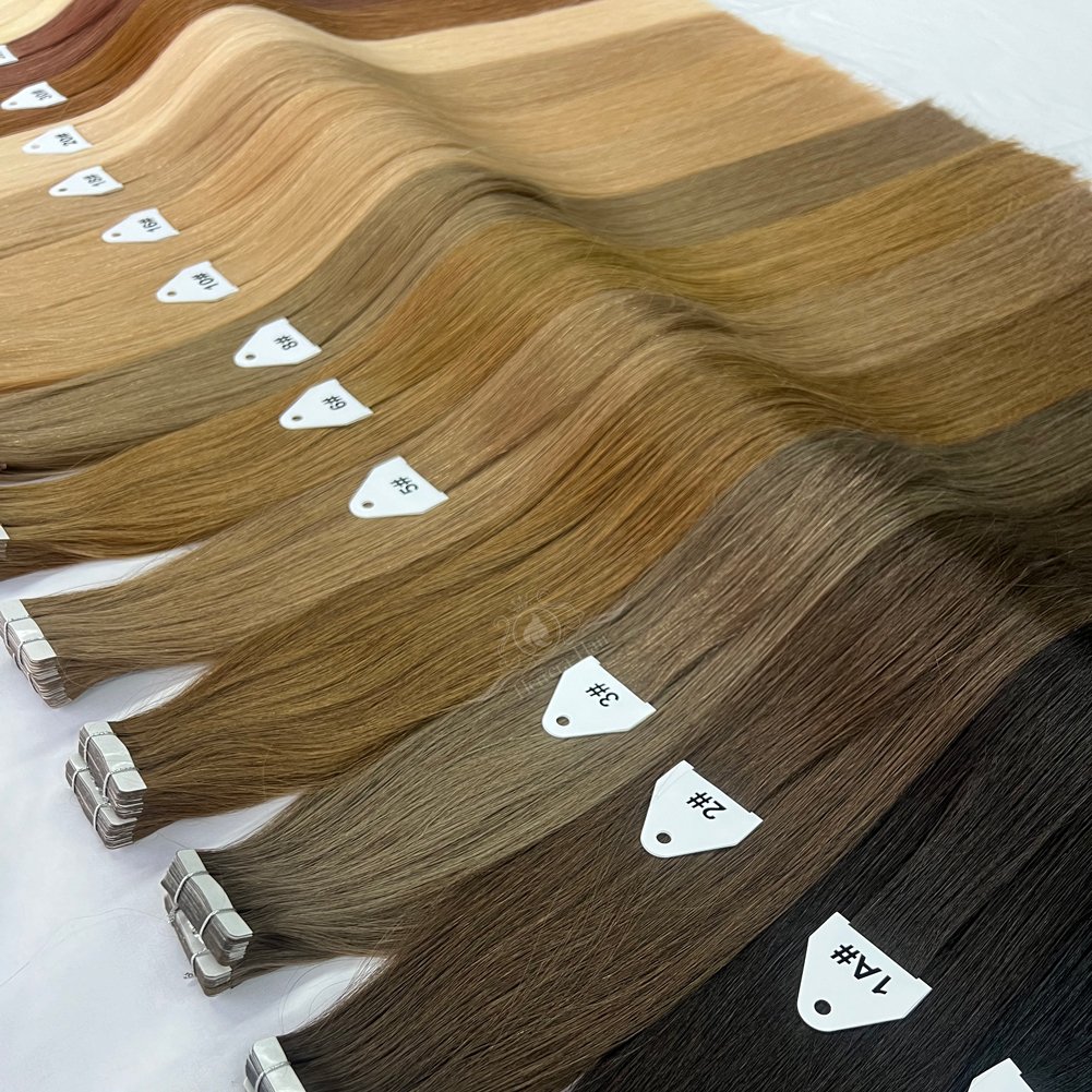 Wholesale Seamless Pu Tapeins Supplier Extensiones Cabello Natural 100% Human Hair Russian Virgin Remy Tape In Hair Extensions