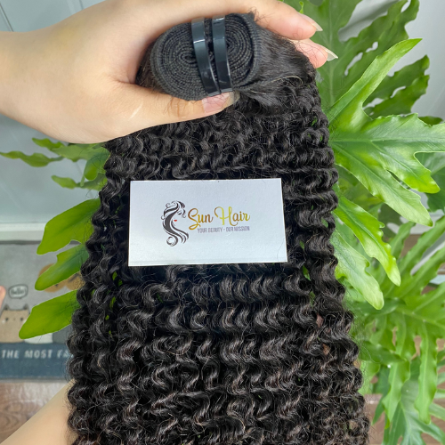 Sun Hair Company Double Drawn Deep Curly Natural Black Color Weft Bundles for Wigs Vietnamese Human Hair Extensions Raw Hair