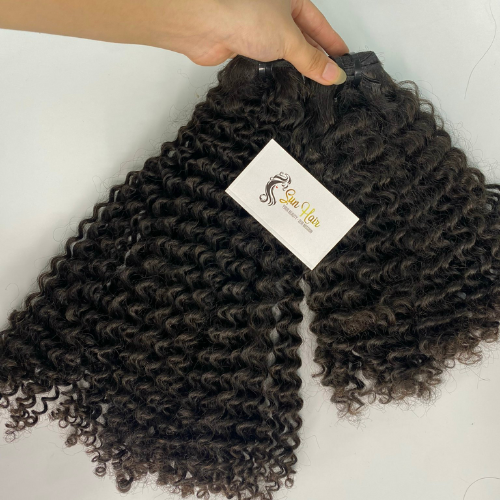 Sun Hair Company Double Drawn Deep Curly Natural Black Color Weft Bundles for Wigs Vietnamese Human Hair Extensions Raw Hair