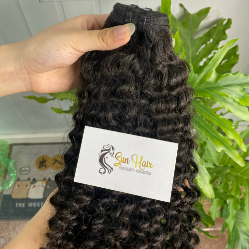 Sun Hair Company Double Drawn Deep Curly Natural Black Color Weft Bundles for Wigs Vietnamese Human Hair Extensions Raw Hair
