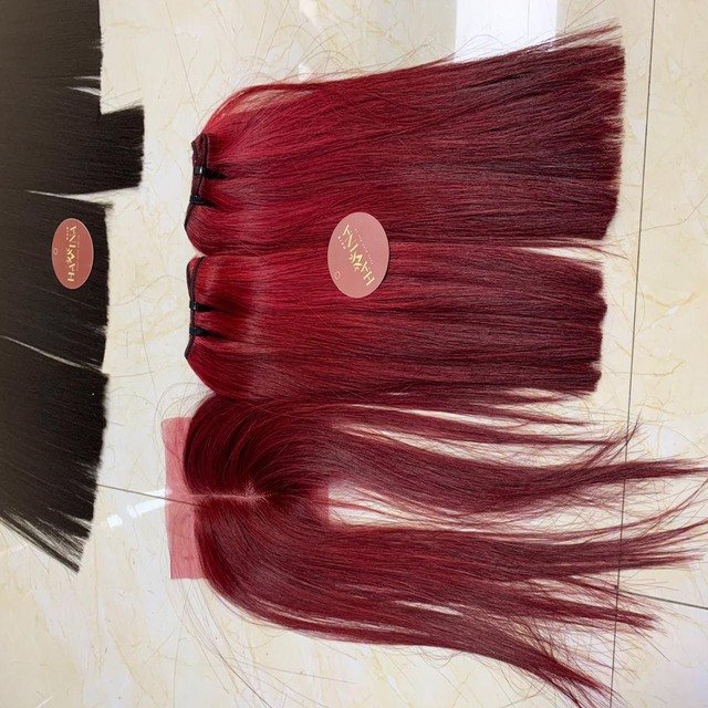 Watermelon Wine Colored Bone Straight Bundles Pink Color Virgin Human Hair Extension Wigs For Black Women With Wholesale Price