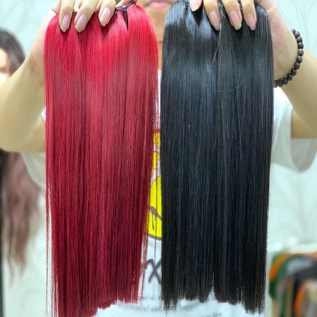 Watermelon Wine Colored Bone Straight Bundles Pink Color Virgin Human Hair Extension Wigs For Black Women With Wholesale Price