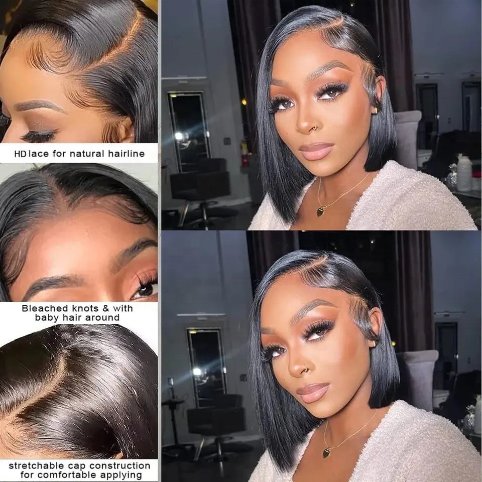 Bob Wigs 100% Virgin Human Hair,Best Frontal Indian Wig Hd Lace Original Human Hair, Natural Lace Human Hair Wig