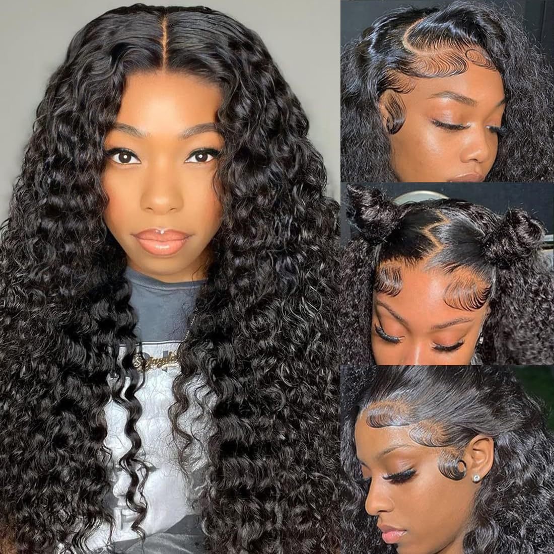 HD Lace Front Brazilian Hair Deep Wave Glueless Lace Closure Wig Beginner Friendly Curly Synthetic Human Hair Wigs For Women