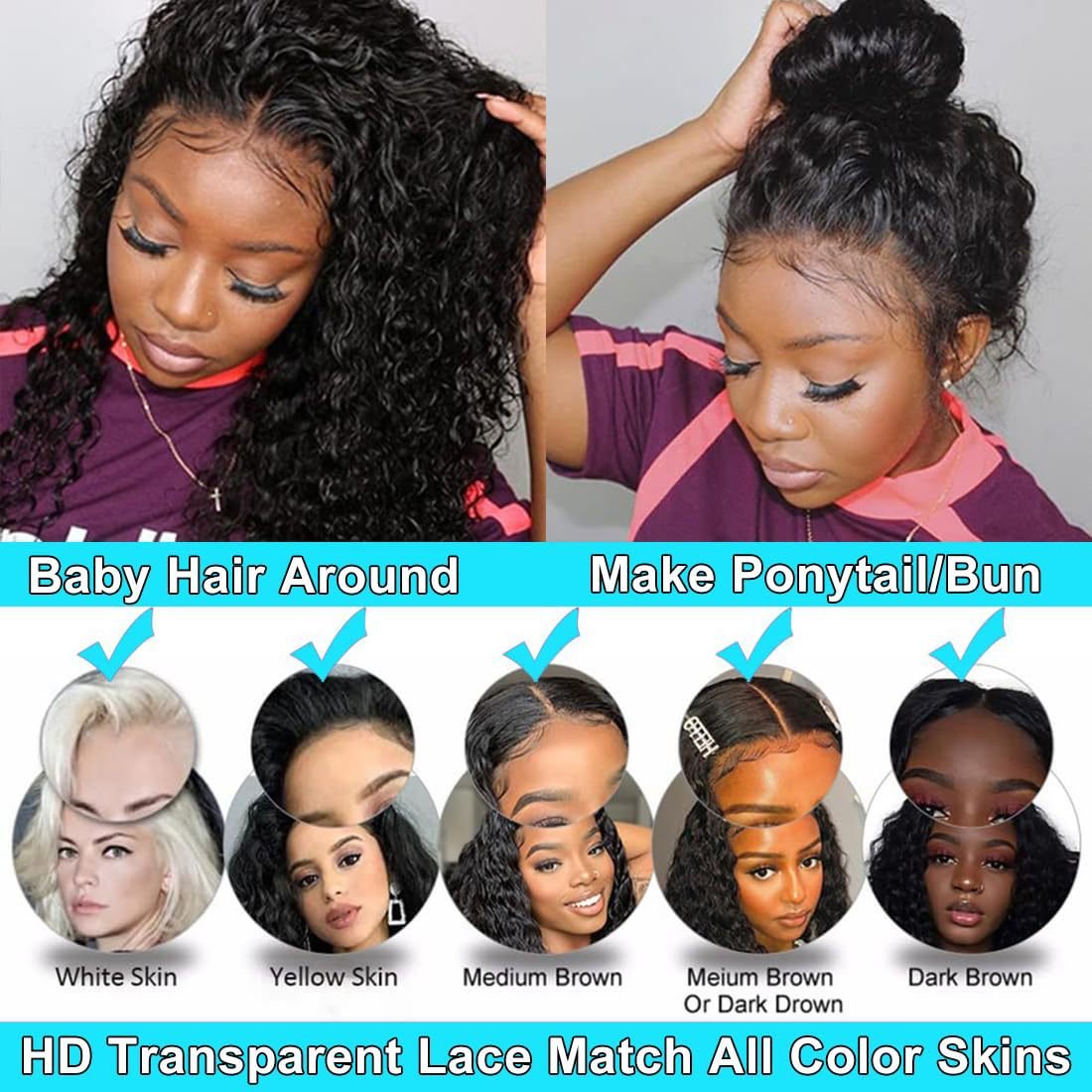HD Lace Front Brazilian Hair Deep Wave Glueless Lace Closure Wig Beginner Friendly Curly Synthetic Human Hair Wigs For Women