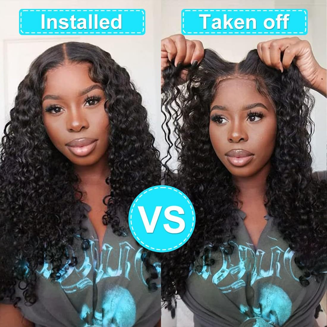 HD Lace Front Brazilian Hair Deep Wave Glueless Lace Closure Wig Beginner Friendly Curly Synthetic Human Hair Wigs For Women