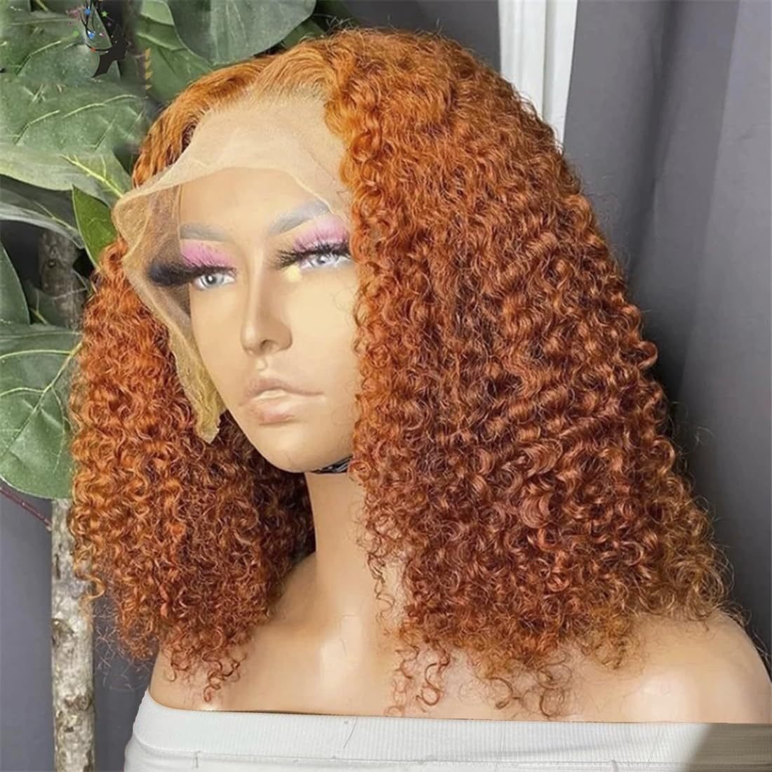 Brazilian Deep Wave Short Bob Wig Lace Front Human Hair Wigs Orange Jerry Curly Bob Women Wig