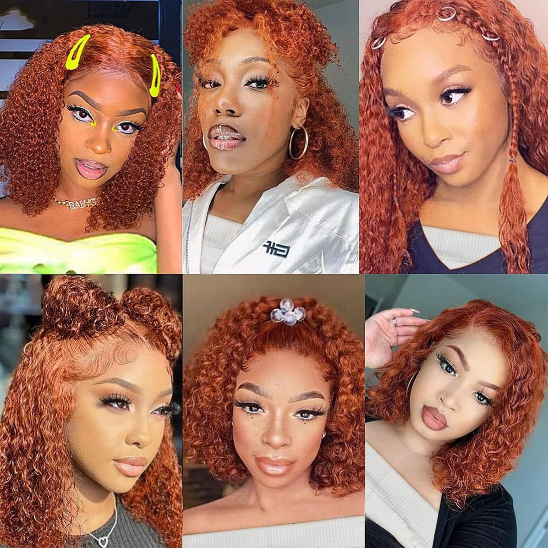 Brazilian Deep Wave Short Bob Wig Lace Front Human Hair Wigs Orange Jerry Curly Bob Women Wig