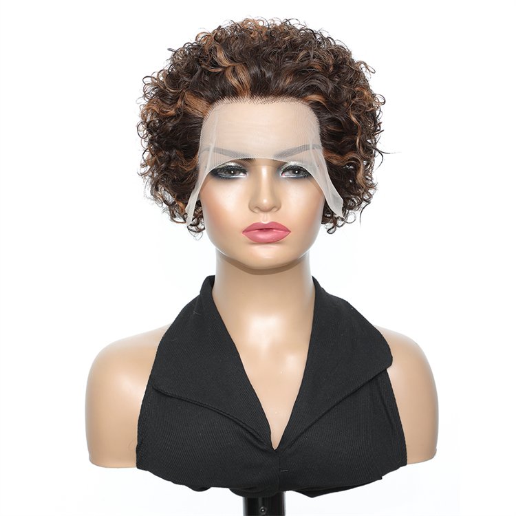 Wholesale Full Cuticle Human Hair Wig Pixie Cut Human Hair Wig T Lace Frontal Curly Brazilian Virgin Human Hair Wigs For Woman