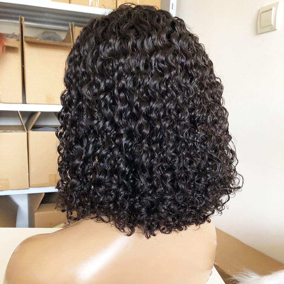 Cuticle Aligned Short Curly Bob HD Lace 13*4 Wig Pre Plucked Curly Bob Wig Peruvian Curly Short Human Hair Wigs