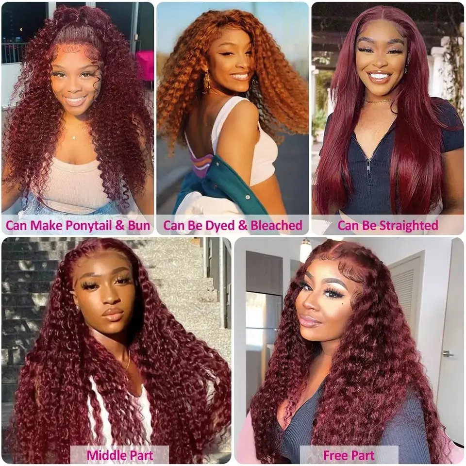 Brazilian Virgin Human Hair 360 Lace Front Wig,100% Unprocessed Water Curly Human Hair Lace Wigs for Black Women