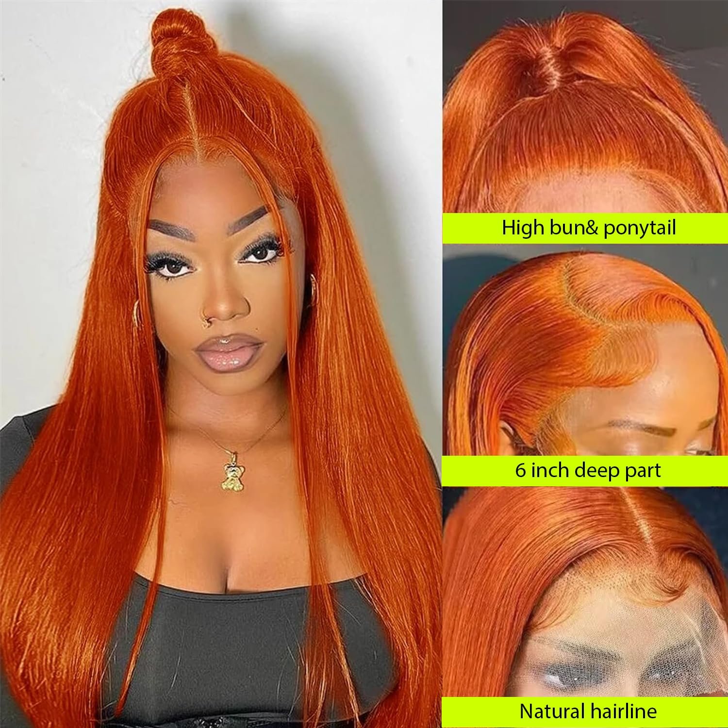 Brazilian Raw Virgin Hair colored Ginger Lace Front Wig Pre plucked Ginger Orange Hd Lace Human Hair Wigs with Baby Hair