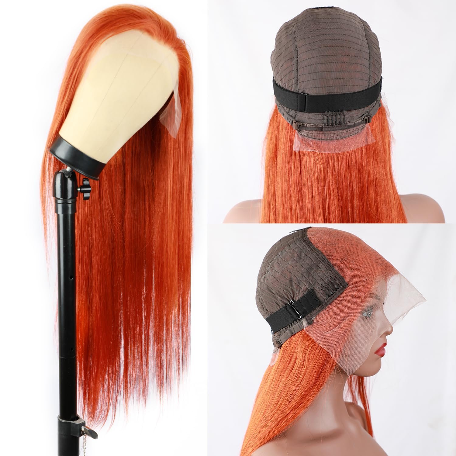 Brazilian Raw Virgin Hair colored Ginger Lace Front Wig Pre plucked Ginger Orange Hd Lace Human Hair Wigs with Baby Hair