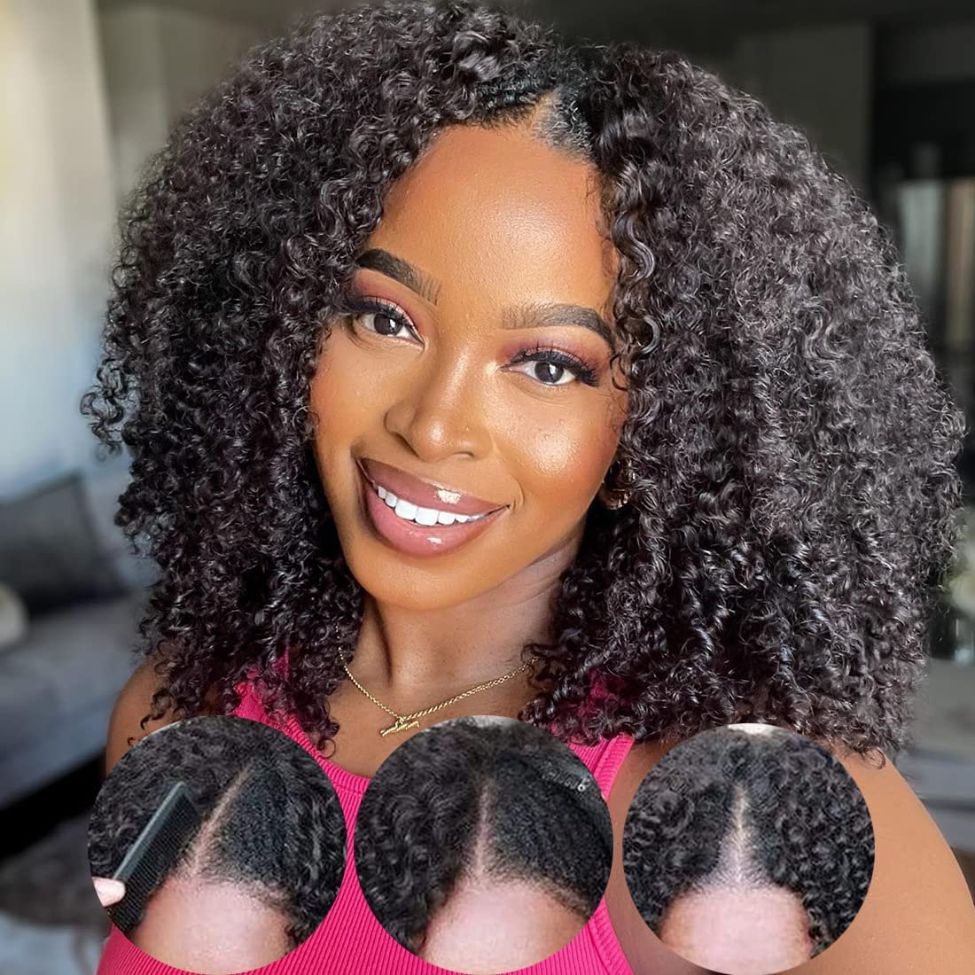 V Part Human Hair Kinky Straight Wigs For Women Brazilian U Part Human Hair wig Curly Human Raw Hair Wig