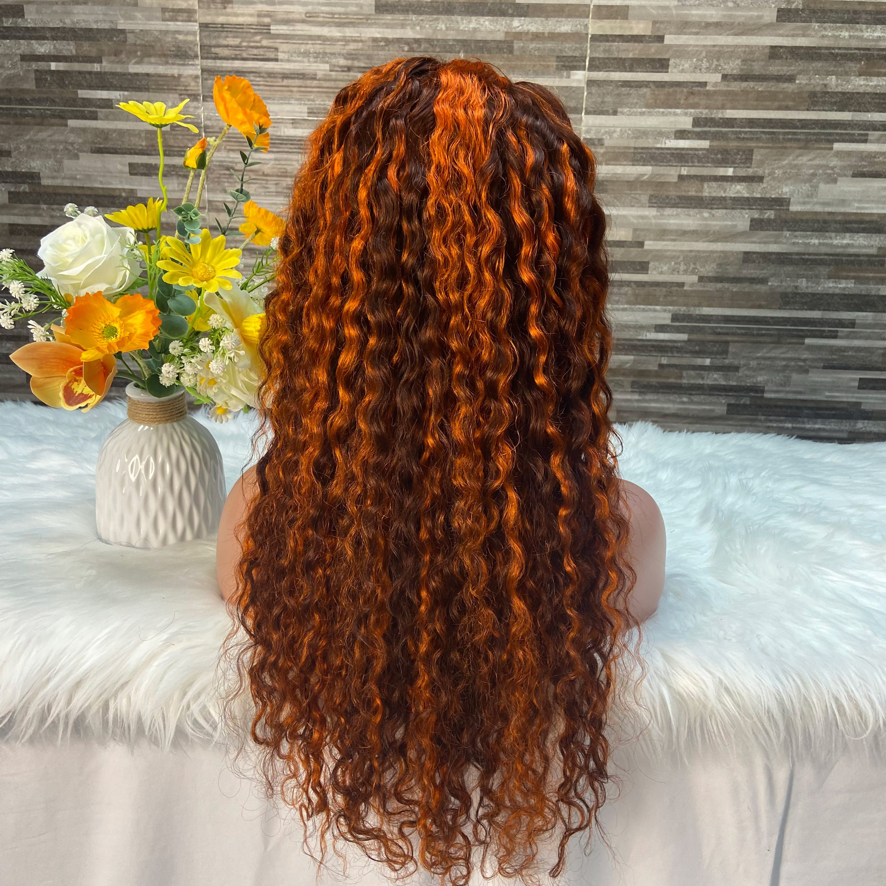 250% density 13x4 Transparent Swiss Lace frontal wig Remy hair , 22 inch Water wave Colors Human hair wig for Black Women