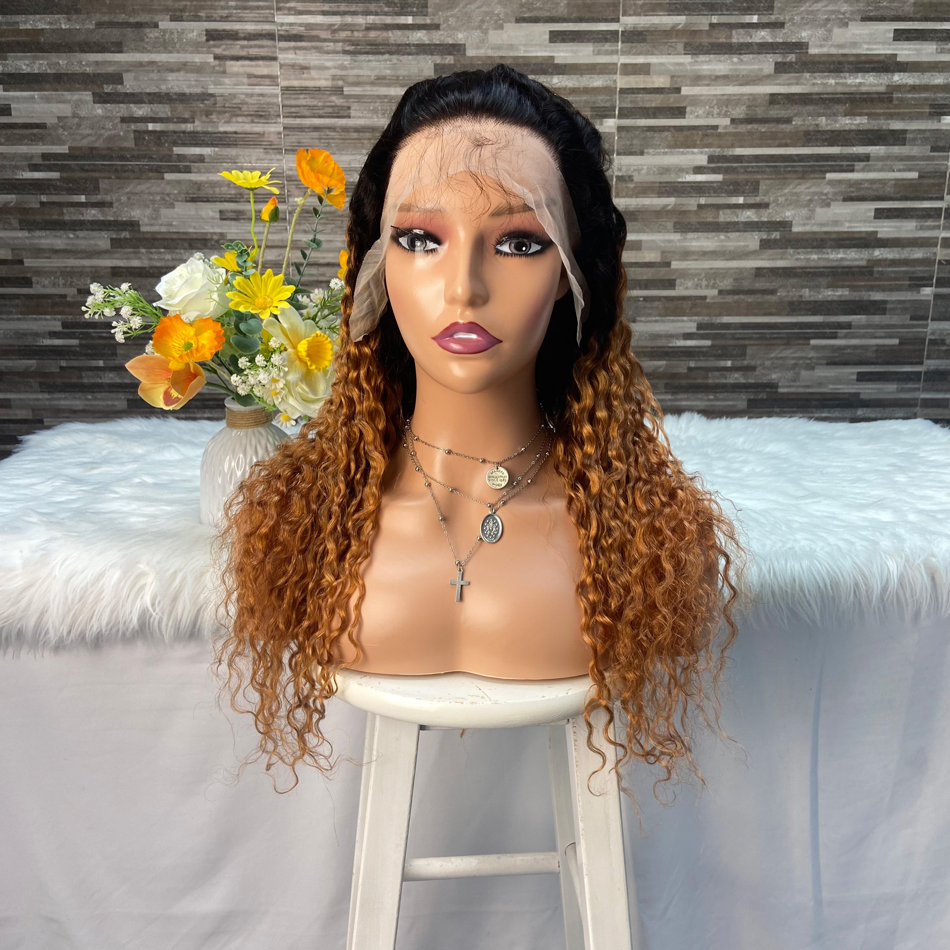 250% density 13x4 Transparent Swiss Lace frontal wig Remy hair , 22 inch Water wave Colors Human hair wig for Black Women
