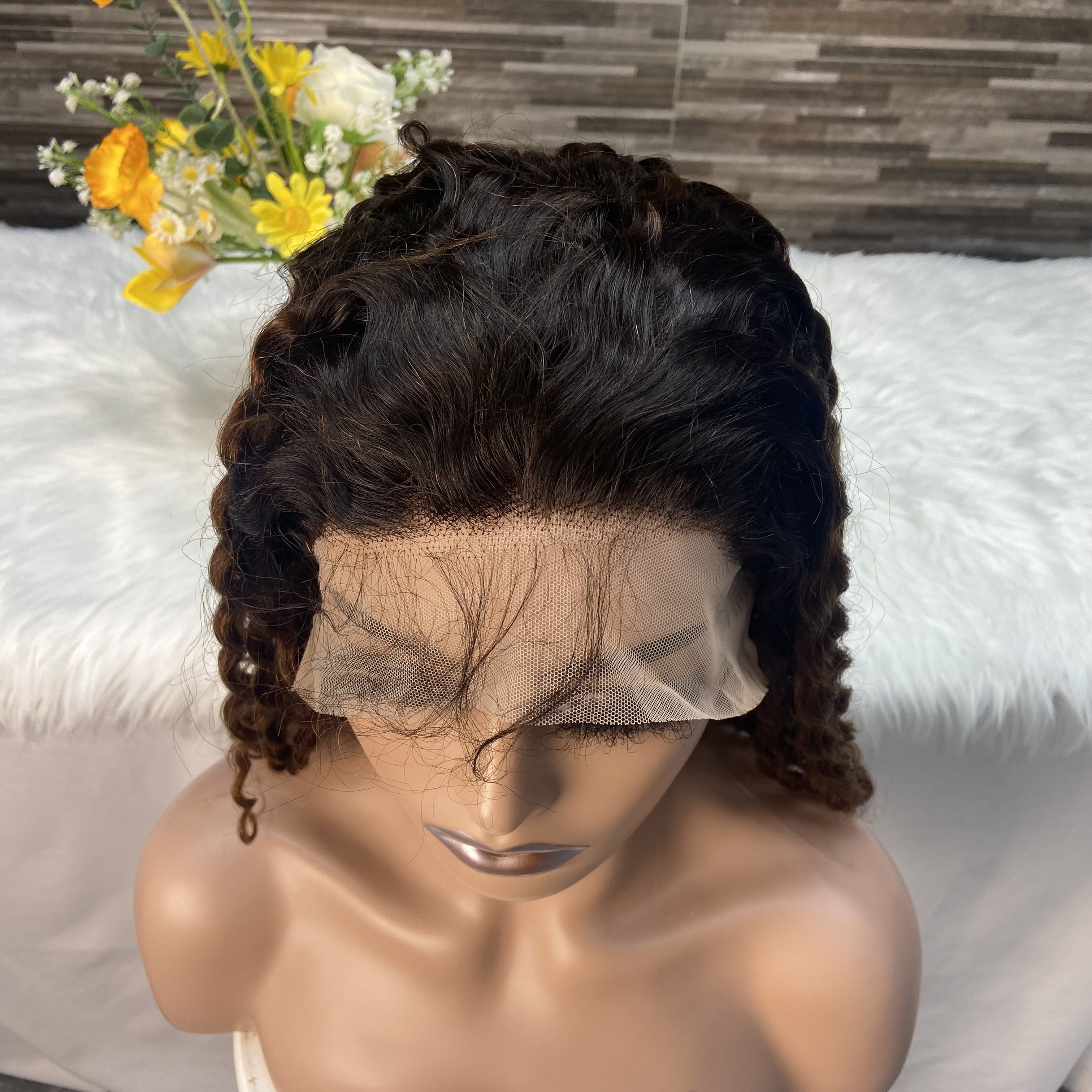 250% density 13x4 Transparent Swiss Lace frontal wig Remy hair , 22 inch Water wave Colors Human hair wig for Black Women