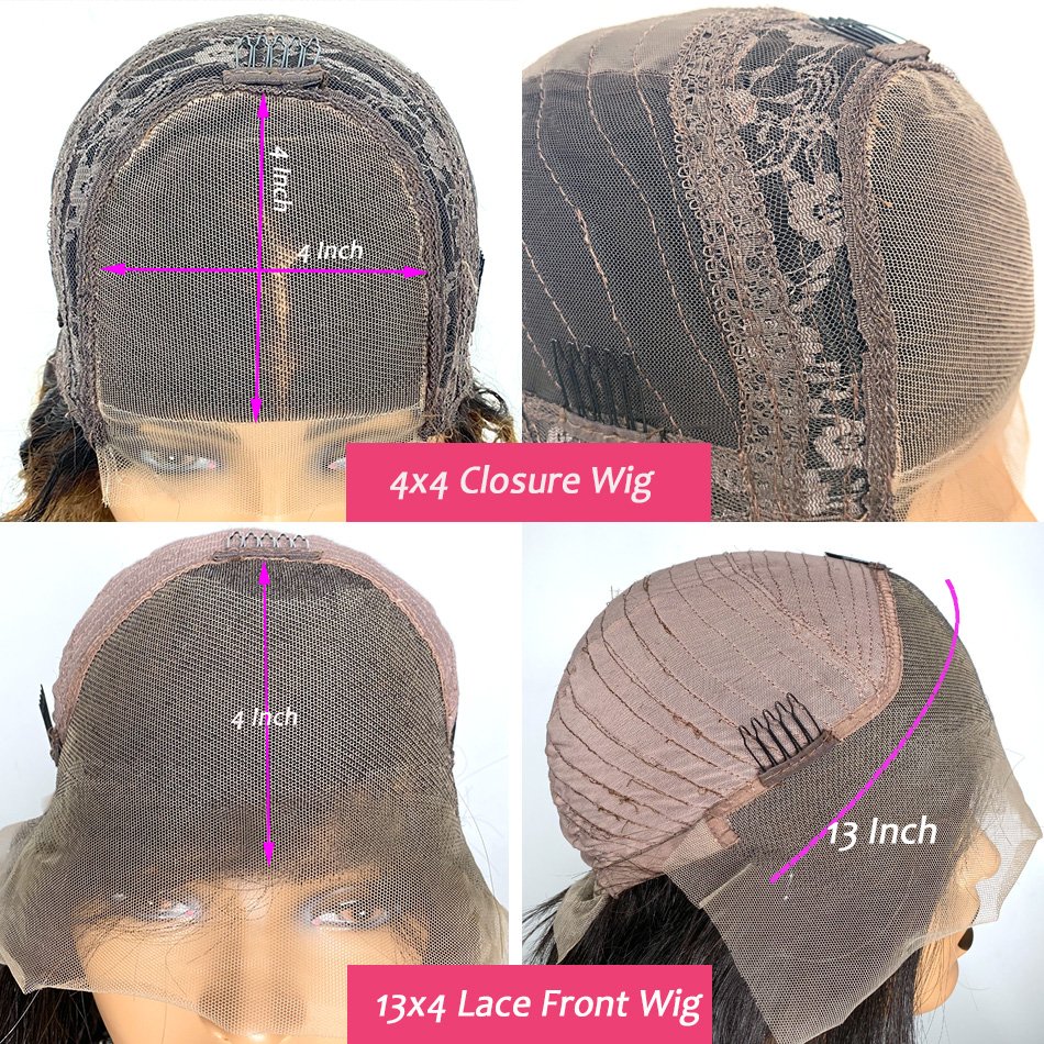 Natural Black Kinky Curly Wigs with Bangs 13X4 Lace Front Human Hair Wigs for Women Pre-Plucked Lace Closure Wigs