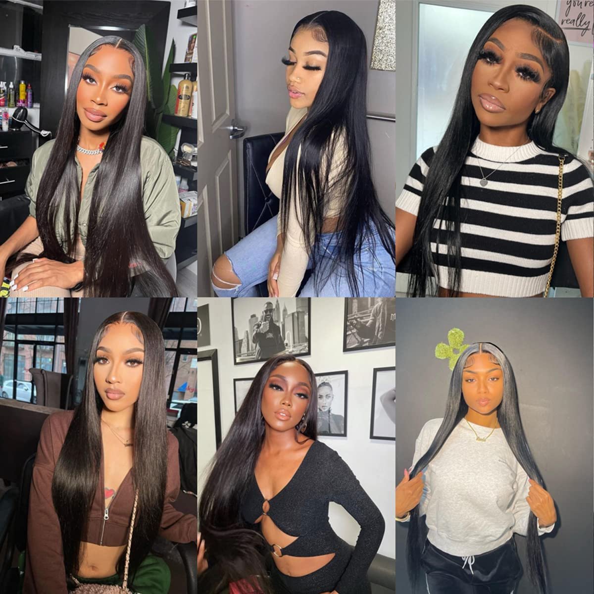 Wholesale Prices Hd Frontal Wig Human Hair 30 Inch Straight Human Hair Wigs Bone Straight Transparent Hd 360 Lace Front Wigs