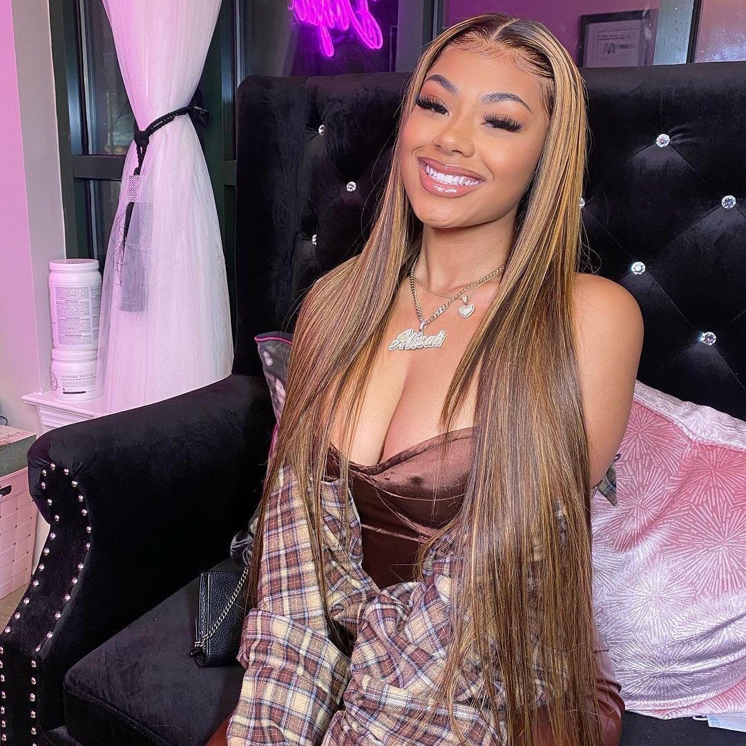 Transparent Piano Highlight Honey Brown Ombre Color 13x4 Lace Frontal Wigs P4/27 Colored Straight Lace Front Human Hair Wigs