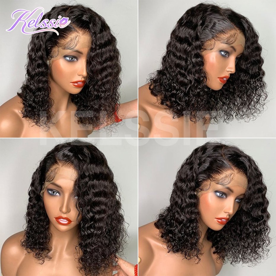 Cheap Human Hair Wigs For Black Women,HD Lace Front Wigs Human Hair,Deep Curly Short Bob Wigs Human Hair Lace Front Brazilian