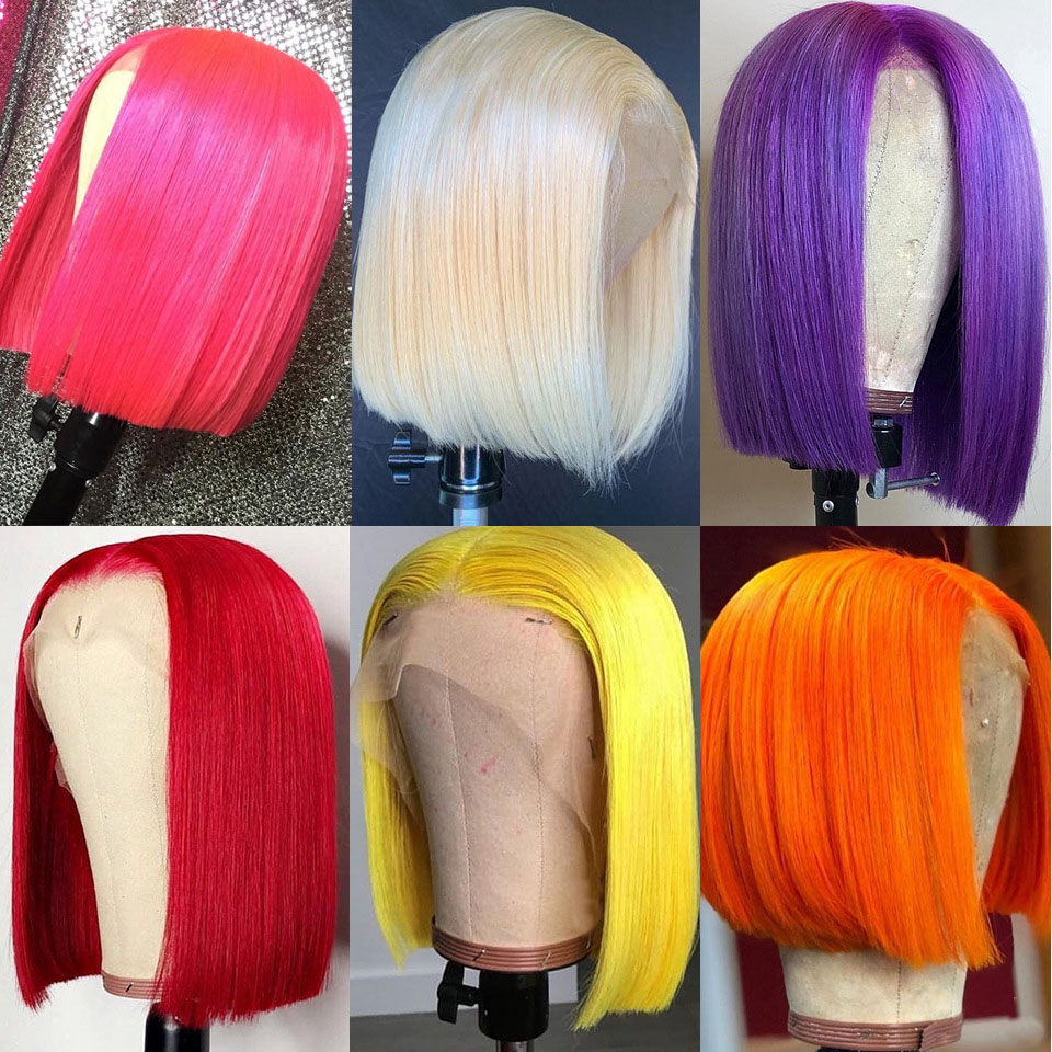 Human Hair Wigs Women Glueless Bob Bone Straight Wigs 13*4 HD Lace Front Wig for Black Unprocessed 100 Brazilian 1 Piece Short