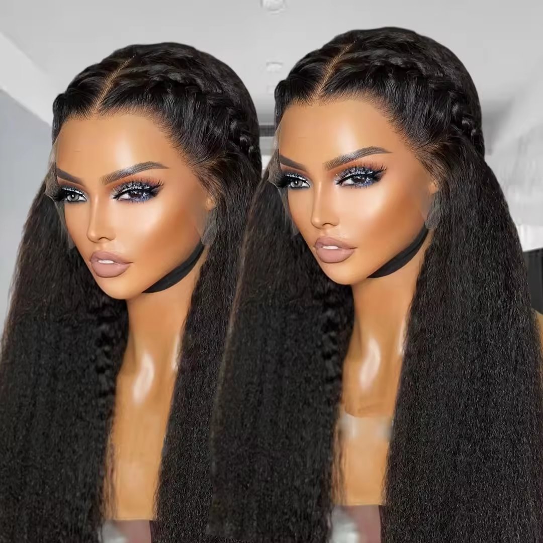Wholesale Pre Plucked Cambodian Virgin Hair Wig Lace Front Natural Hairline Kinky Straight Human Hair 4*4 Closure Lace Front Wig
