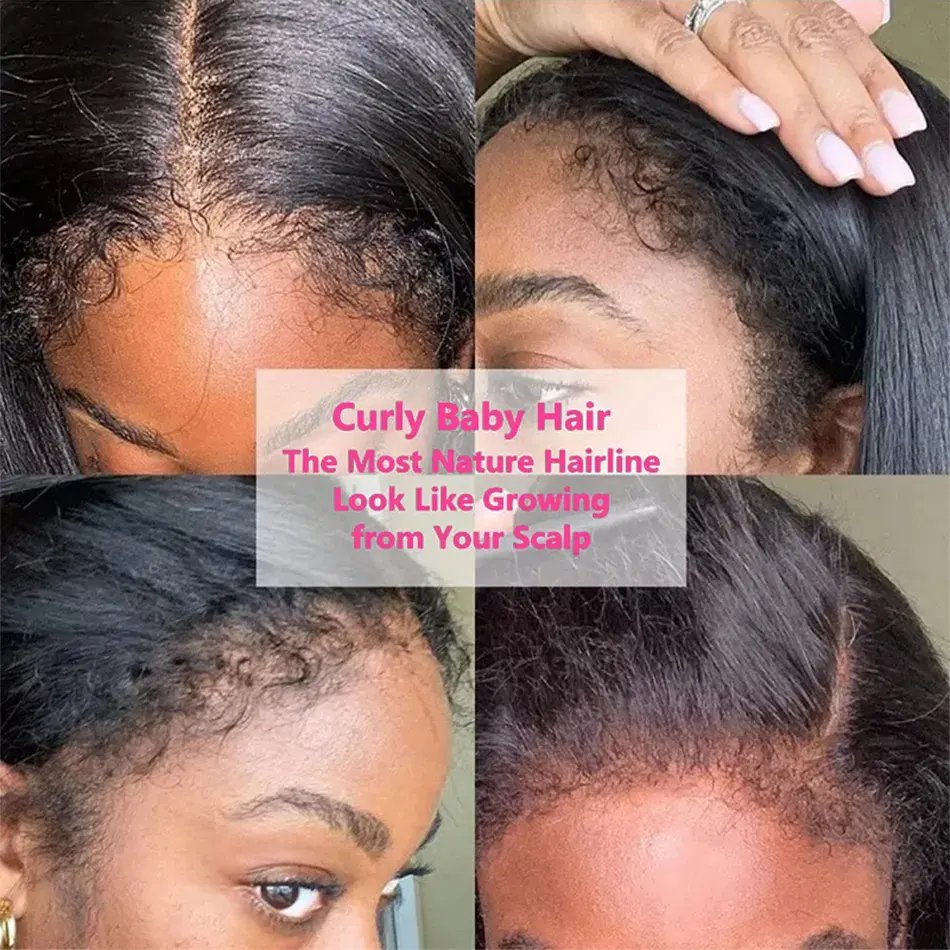 Wholesale Pre Plucked Cambodian Virgin Hair Wig Lace Front Natural Hairline Kinky Straight Human Hair 4*4 Closure Lace Front Wig