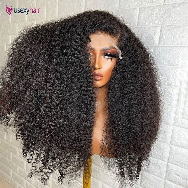 300% Density Glueless Hd Lace Human Wig Raw Indian Hair wig Afro Kinky curly hd lace frontal human hair Wig for women Wholesale