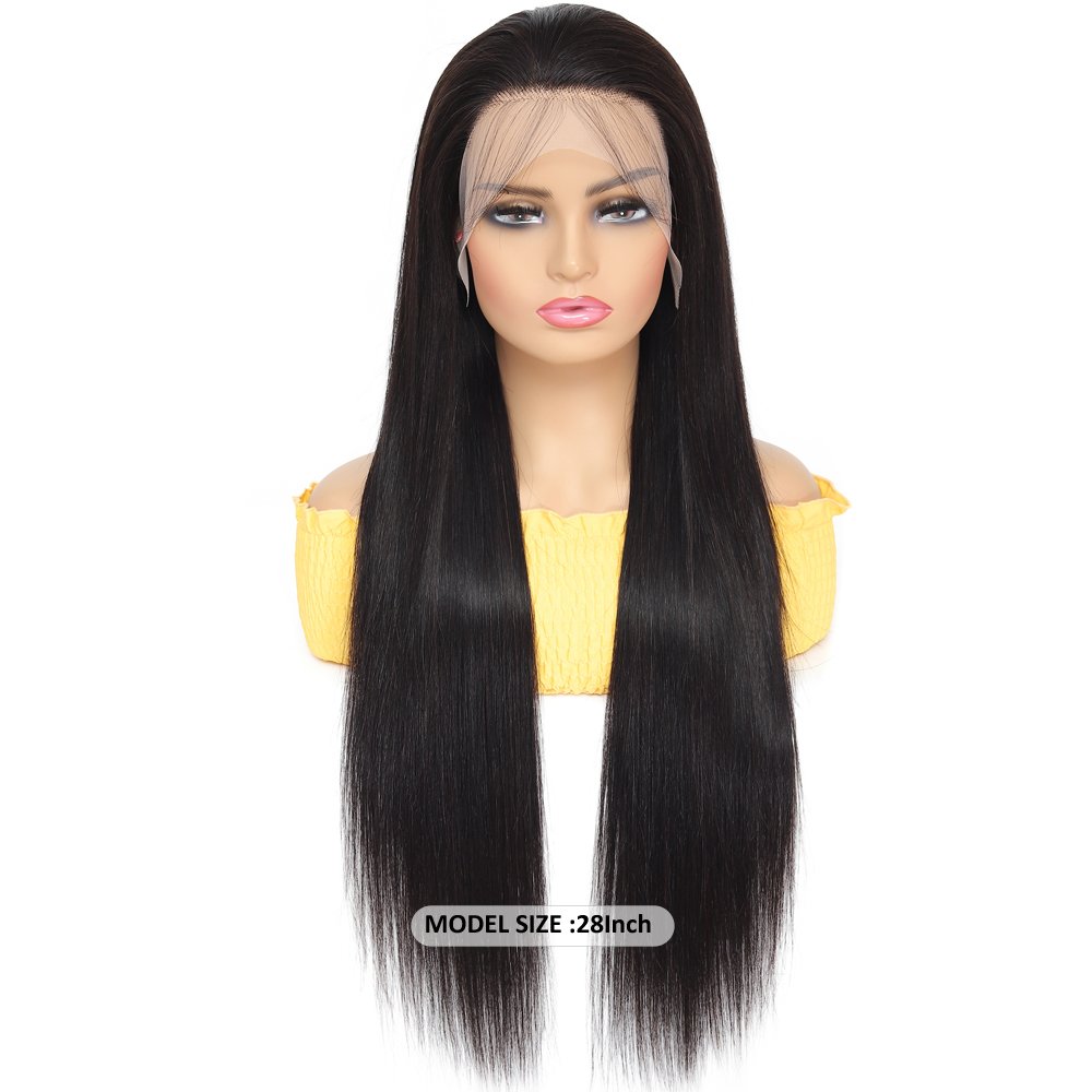 200% Density Raw Unprocessed Human Hair Wig Cuticle Aligned Preplucked Hairline Straight Lace Front Wig With Baby Hair 220-290g