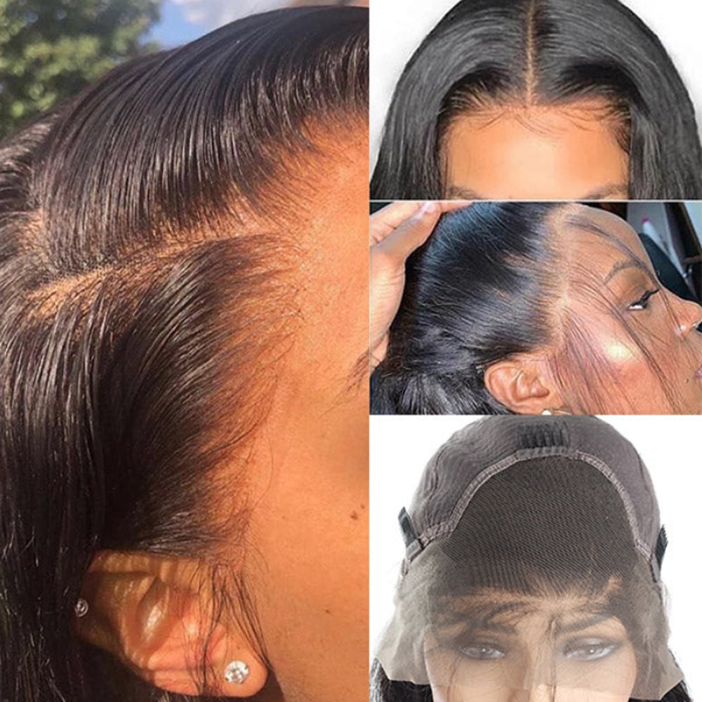 200% Density Raw Unprocessed Human Hair Wig Cuticle Aligned Preplucked Hairline Straight Lace Front Wig With Baby Hair 220-290g
