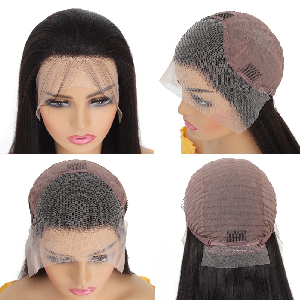 200% Density Raw Unprocessed Human Hair Wig Cuticle Aligned Preplucked Hairline Straight Lace Front Wig With Baby Hair 220-290g