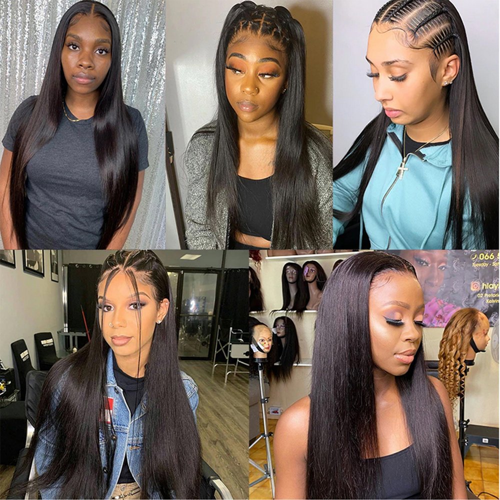 200% Density Raw Unprocessed Human Hair Wig Cuticle Aligned Preplucked Hairline Straight Lace Front Wig With Baby Hair 220-290g